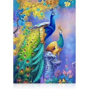 Modern Merch Diamond Art Birds, Elegant Peacock Landscape Diamond Dots for Adults, Jewel Art Painting Kits, Gem Arts and Crafts for Adults, Round Drill 12x16