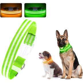 LED Dog Collar, Light Up Dog Collar, Lighted Dog Collar Adjustable for Night Walking, Glow in The Dark Dog Collars Light with USB Rechargeable Color Changing Waterproof for Dogs (Green, Small)