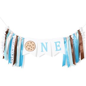 Milk and Cookies High Chair Banner - Milk and Cookies 1st Birthday Decoration, One Sweet Boy Birthday Decor, Boy First Birthday Banner