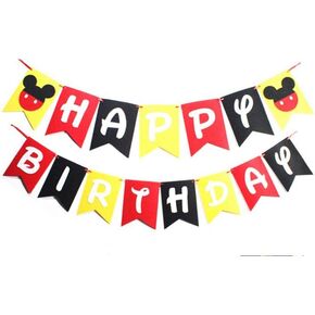 Hongkai Happy Birthday Banner Flags Photo Props for Boys Girls Baby Kids Birthday Party Decorations Supplies Favors