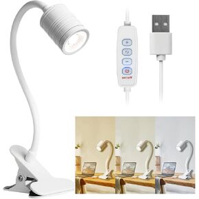 EAGLOD LED Clamp Clip on Light Desk Lamp, 3w Clip Bedside Lamp Clamp,360°Flexible Gooseneck Night Lights, Reading Lighting,Table Lamp for College Dorm,Home,Nail Art,Tattoo Lamp 2Pack