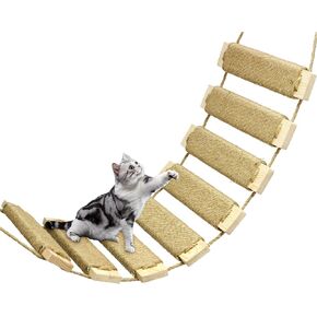 22in Cat Ladder Bridge Tree Tower Cat Cage Accessories Cat Furniture Climbing Frame Cat Toys for Indoor Cats Scratching Post (22x9.8in) (Wood, M - 22x9.8in)