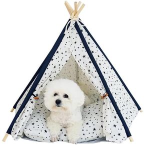 Portable Dog and Cat Bed Pet Tent, Small Dog, Cat, Rabbit Pet House, Comfy Indoor and Outdoor Bed for Pets, Washable Cushion, Puppy and Cat Camping House Tent - (Black & White)