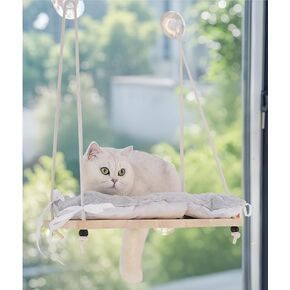 Cat Window Perch Foldable, Soft Window Bed for Overlooking, Sunbathing and Climbing,Stable Cat Seat Mounted with Strong Suction Cups- Maximum Hold Up to 40lb(Tie-dye Grey)