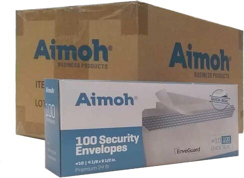 #10 مظاريف ذاتية الغلق ملونة للأمان - بدون نافذة - EnveGuard، مقاس 4-1/8 × 9-1/2 بوصة - أبيض - 24 رطل - عدد 100 (34100) in Kuwait