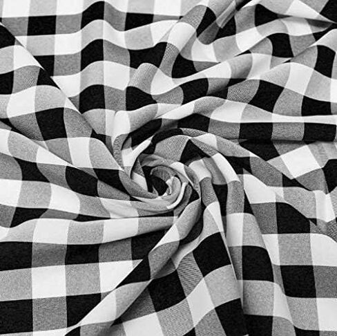 AK TRADING CO. 60" Wide Checkered Gingham Buffalo Check Polyester Poplin Fabric-Black & White-10 Yards in Saudi Arabia