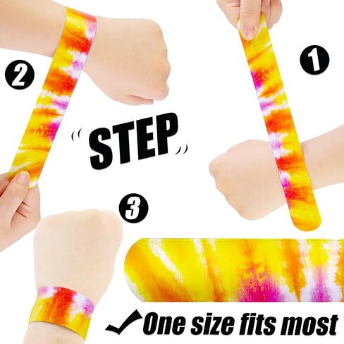 أساور Amor Presh Slap Bracelets Bulk ، 48pcs أساور Snap for Kids Tie Tie Dye Wrist Band Mermaid Sports for Party Guy Carnival Goodie Bags Groove Party in Kuwait