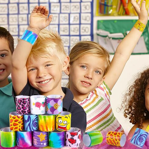 أساور Amor Presh Slap Bracelets Bulk ، 48pcs أساور Snap for Kids Tie Tie Dye Wrist Band Mermaid Sports for Party Guy Carnival Goodie Bags Groove Party in Kuwait