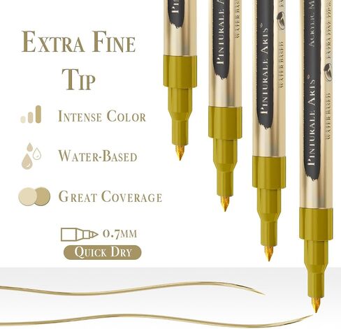Black Paint Pen Fine Tip | Set 4 Fine Tip Black Paint Pen 0,7mm | Black Acrylic Paint Marker For Ceramics, Rock Painting, Glass, Wood, Canvas, Metal in Kuwait