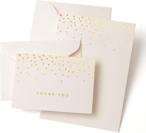 Gartner Studios Gold Foil Dots Thank You Cards, Ivory and Gold Foil Blank Thank You Notes, 3.5" x 5", Set of 50 Blank Notecards with Envelopes (13745) in Saudi Arabia