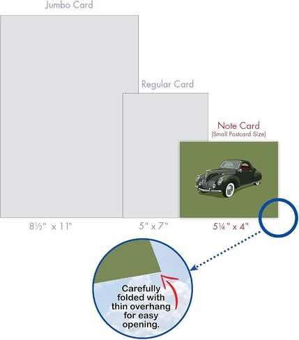 The Best Card Company - 10 Blank Notes Boxed Set (4 x 5.12 Inch) - All Occasion Thnk You Cars Notecards, Just because, Miss You Friendship Bulk Pack for Him, Men - Vintage Vehicles M4182OCB-B1x10-NB in Kuwait