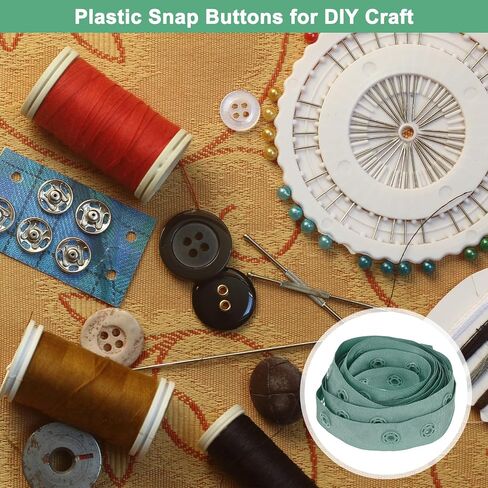 M METERXITY Plastic Snap Buttons, 2 Yards Plastic Snaps, Polyester Tape Hook & Eye Zipper Popper Press Stud Fastener for Sewing/Clothes/Fabric/DIY Craft [Black, 36mm Spacing] in Saudi Arabia
