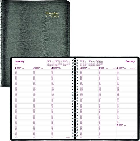 Brownline® 2025 Essential Weekly Planner, Appointment Book, 12 Months, January to December, Twin-Wire Binding, 11" x 8.5", Black (CB950.BLK-25) in Saudi Arabia