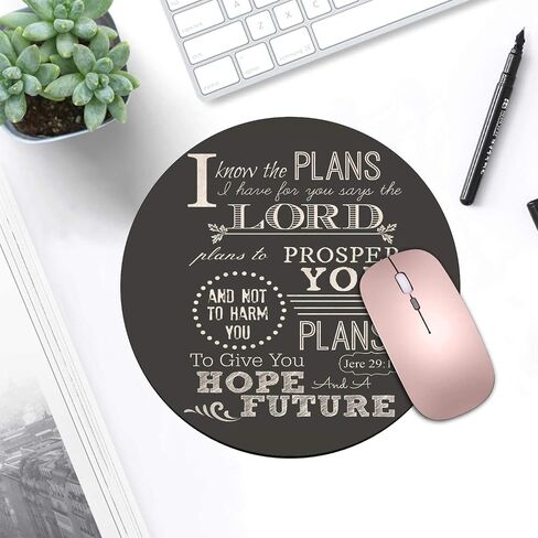 Round Mouse Pad and Coasters Set, Quotes Bible Verse Jeremiah 29:11 Design Mouse Pad, Non-Slip Rubber Base Mouse Pads for Laptop and Computer in Kuwait