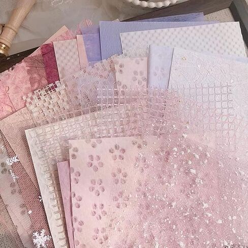30Pcs Scrapbook Paper Textured Paper, A5 Craft Paper Handmade Mesh Fabric Mulberry Paper Decorative Mixed Set for Junk Journal Journaling Supplies DIY Materials,8.27" x 5.91" (Rose) in Saudi Arabia