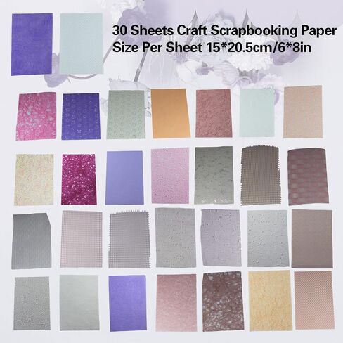 30Pcs Scrapbook Paper Textured Paper, A5 Craft Paper Handmade Mesh Fabric Mulberry Paper Decorative Mixed Set for Junk Journal Journaling Supplies DIY Materials,8.27" x 5.91" (Rose) in Saudi Arabia