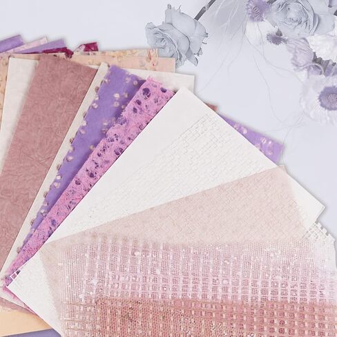 30Pcs Scrapbook Paper Textured Paper, A5 Craft Paper Handmade Mesh Fabric Mulberry Paper Decorative Mixed Set for Junk Journal Journaling Supplies DIY Materials,8.27" x 5.91" (Rose) in Saudi Arabia