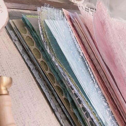 30Pcs Scrapbook Paper Textured Paper, A5 Craft Paper Handmade Mesh Fabric Mulberry Paper Decorative Mixed Set for Junk Journal Journaling Supplies DIY Materials,8.27" x 5.91" (Rose) in Saudi Arabia
