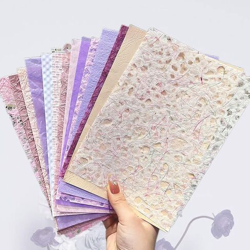 30Pcs Scrapbook Paper Textured Paper, A5 Craft Paper Handmade Mesh Fabric Mulberry Paper Decorative Mixed Set for Junk Journal Journaling Supplies DIY Materials,8.27" x 5.91" (Rose) in Saudi Arabia