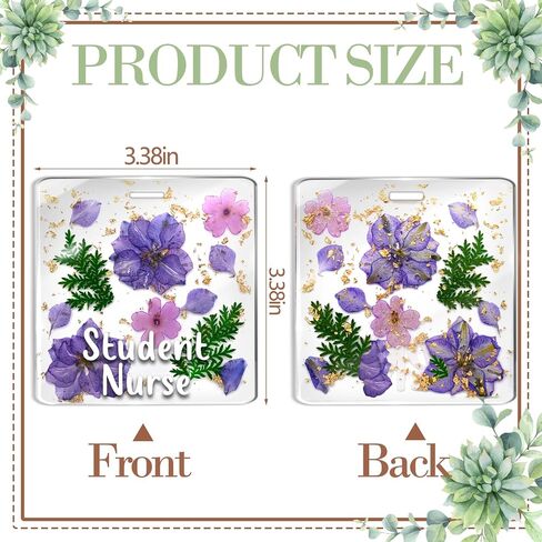 RN Badge Buddy Flower Nurse Name Badge Resin Flower Badge Buddy Horizontal Badge Identification Tags for RN Nurse (White RN) in Saudi Arabia