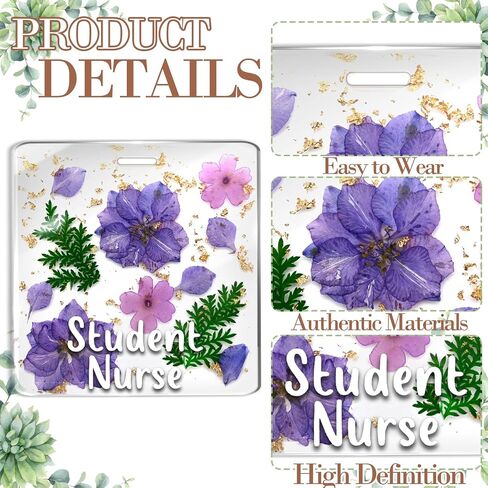 RN Badge Buddy Flower Nurse Name Badge Resin Flower Badge Buddy Horizontal Badge Identification Tags for RN Nurse (White RN) in Saudi Arabia