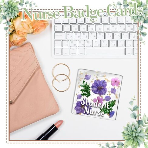 RN Badge Buddy Flower Nurse Name Badge Resin Flower Badge Buddy Horizontal Badge Identification Tags for RN Nurse (White RN) in Saudi Arabia