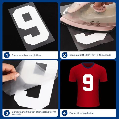 33 Pcs 8 Inch Iron on Numbers Jersey Heat Transfer Numbers Big 0 to 9 Heat Press Numbers Stickers for Sports T Shirts Football Basketball Baseball Team Uniform Fabric Clothing in Saudi Arabia