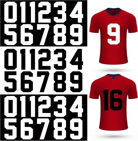 33 Pcs 8 Inch Iron on Numbers Jersey Heat Transfer Numbers Big 0 to 9 Heat Press Numbers Stickers for Sports T Shirts Football Basketball Baseball Team Uniform Fabric Clothing in Saudi Arabia