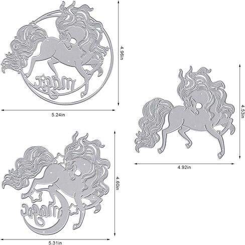 Unicorn Horse Die Cuts for Card Making, Magic Pony Cutting Dies Moon Horse Frame Dies Stencils Embossing Template for Scrapbooking DIY Album Crafts Supplies in Saudi Arabia