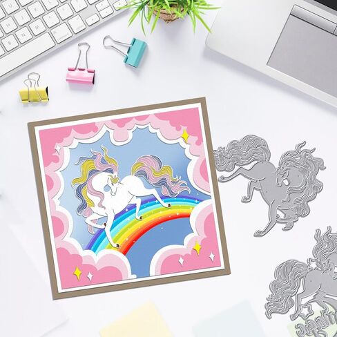 Unicorn Horse Die Cuts for Card Making, Magic Pony Cutting Dies Moon Horse Frame Dies Stencils Embossing Template for Scrapbooking DIY Album Crafts Supplies in Saudi Arabia