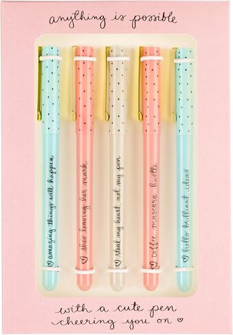 World Traveler Eccolo Dayna Lee Collection Steal My Heart - Fine Tip Black Ink Point Pens (مجموعة من 5) ، اقتباسات ملهمة ، هدايا معبأة in Saudi Arabia