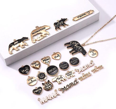 24/56PCS Mama Charms for Jewelry Making Enamel Rhinestone Mom Pendants Initial Letter MAMA Charms for DIY Necklace Bracelet Earrings in Kuwait