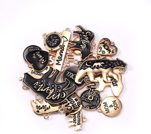 24/56PCS Mama Charms for Jewelry Making Enamel Rhinestone Mom Pendants Initial Letter MAMA Charms for DIY Necklace Bracelet Earrings in Kuwait