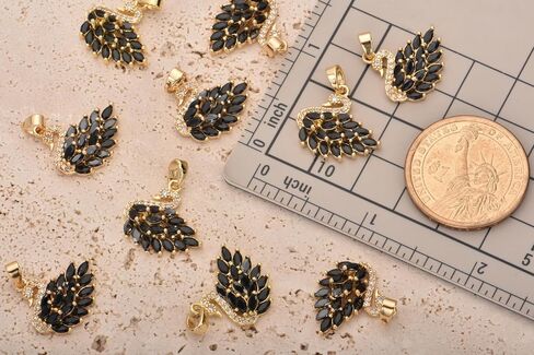 Pack of 10 Gold Plated Brass Charms Bulk Assorted Colored Crystal Charms for Earring Jewelry Necklace Making in Kuwait
