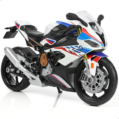 1:12 Motorcycle Model Toy for BMW S1000RR Metal Die-cast with Plastic Motorcycle Model No Assembly Required Mini Finished Moto Gift for Adult（White in Saudi Arabia