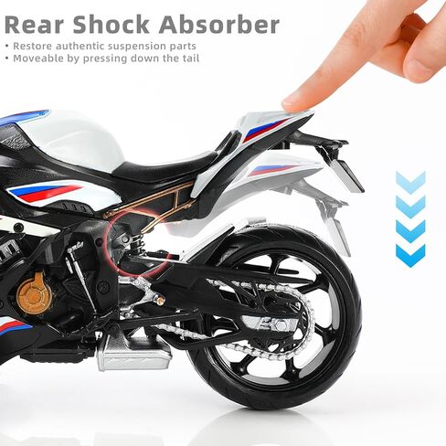 1:12 Motorcycle Model Toy for BMW S1000RR Metal Die-cast with Plastic Motorcycle Model No Assembly Required Mini Finished Moto Gift for Adult（White in Saudi Arabia