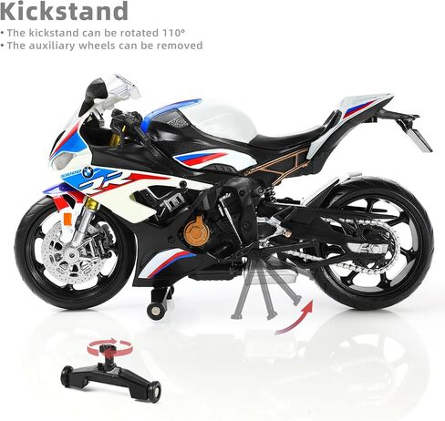 1:12 Motorcycle Model Toy for BMW S1000RR Metal Die-cast with Plastic Motorcycle Model No Assembly Required Mini Finished Moto Gift for Adult（White in Saudi Arabia