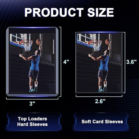 Besarme 240 Sleeves Top Toors للبطاقات ، 3 "× 4 بوصة بطاقة البيسبول ، حامل البطاقة الرياضية لبطاقة التداول (140 أكمام صلبة + 100 أكمام واضحة) in Kuwait