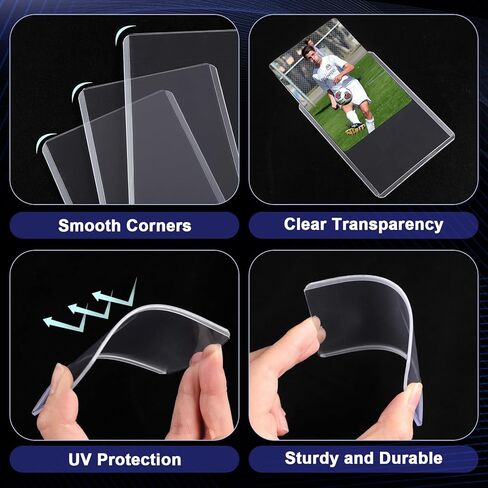 Besarme 240 Sleeves Top Toors للبطاقات ، 3 "× 4 بوصة بطاقة البيسبول ، حامل البطاقة الرياضية لبطاقة التداول (140 أكمام صلبة + 100 أكمام واضحة) in Kuwait