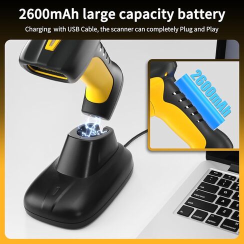 NetumScan Upgraded Industrial Bluetooth QR Barcode Scanner, IP67 Waterproof & 7M Drop Proof, 2600mAh Wireless 1D 2D Bar Code Scanner with Charging Stand for Store, POS, Computer, iPhone, Android in Kuwait