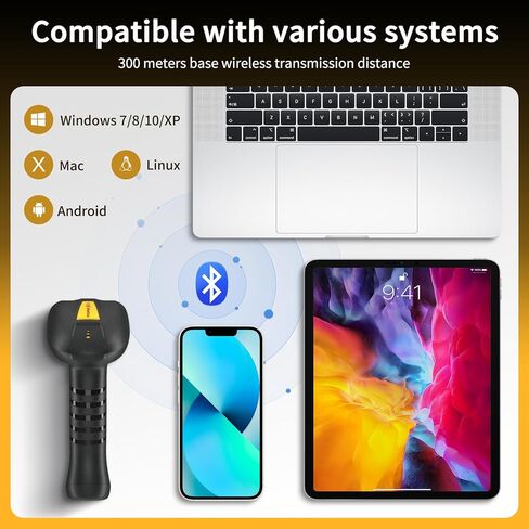NetumScan Upgraded Industrial Bluetooth QR Barcode Scanner, IP67 Waterproof & 7M Drop Proof, 2600mAh Wireless 1D 2D Bar Code Scanner with Charging Stand for Store, POS, Computer, iPhone, Android in Kuwait