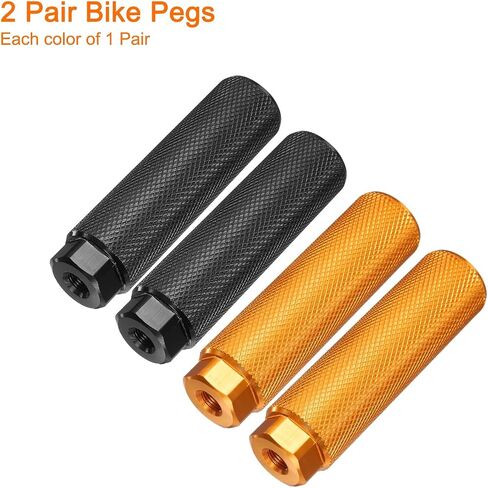 HARFINGTON 2 Pairs Bike Pegs Aluminum Alloy Rear Stunt Pegs Anti-Skid Back Seat Stands Fit 3/8" Axles for Mountain Bike, Sky Blue & Yellow in Kuwait