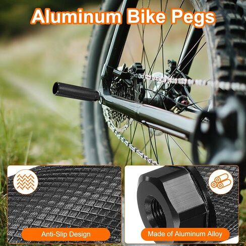 HARFINGTON 2 Pairs Bike Pegs Aluminum Alloy Rear Stunt Pegs Anti-Skid Back Seat Stands Fit 3/8" Axles for Mountain Bike, Sky Blue & Yellow in Saudi Arabia