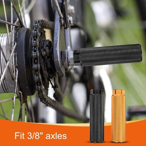 HARFINGTON 2 Pairs Bike Pegs Aluminum Alloy Rear Stunt Pegs Anti-Skid Back Seat Stands Fit 3/8" Axles for Mountain Bike, Sky Blue & Yellow in Kuwait