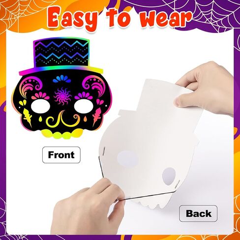 KXCOFTXI Halloween Mask Craft Kit for Kids, DIY Rainbow Scratch Art Masks for Halloween and Animal Birthday Party in Kuwait