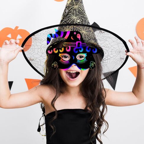 KXCOFTXI Halloween Mask Craft Kit for Kids, DIY Rainbow Scratch Art Masks for Halloween and Animal Birthday Party in Kuwait