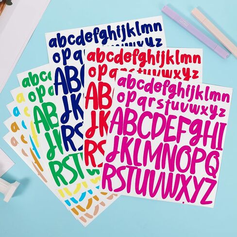 ملصقات رسائل 416pcs ، 8 صفائح 1 بوصة 2 بوصة صغيرة ورأس المال ملصقات أبجدية أبجدية مقاومة للماء شارات رسائل فينيل لملصقات صندوق البريد السكر (أسود) in Saudi Arabia