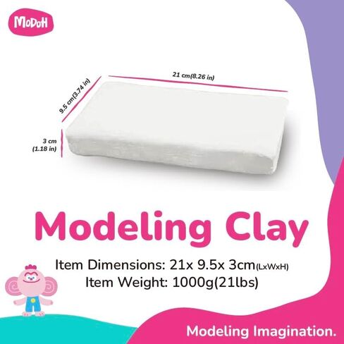 Plasticine Oil Based Modeling Clay, Non Hardening Reusable Clay, Non Toxic No Bake Professional Oil Base Sulfur Free Sculpting Clay (White) in Saudi Arabia