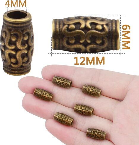 BronaGrand 60pcs Column Spacer Beads Large Hole Beads Charms Hollow Tube Bead for DIY Necklace Bracelets in Kuwait