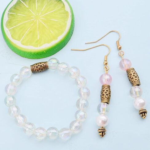 BronaGrand 60pcs Column Spacer Beads Large Hole Beads Charms Hollow Tube Bead for DIY Necklace Bracelets in Kuwait